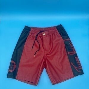 JoyRich Faux Leather Embroidered Shorts